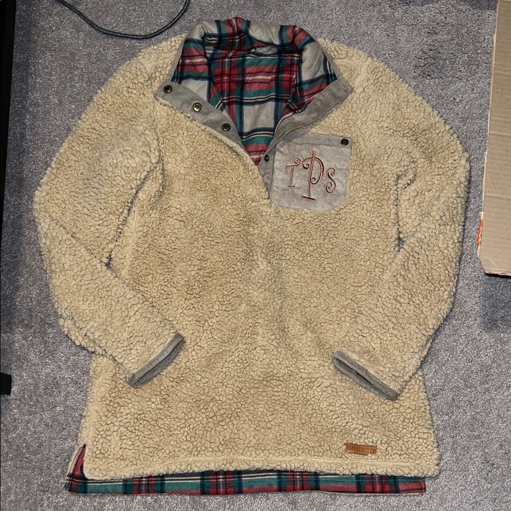 MarleyLilly Cozy Cream Plaid Pullover